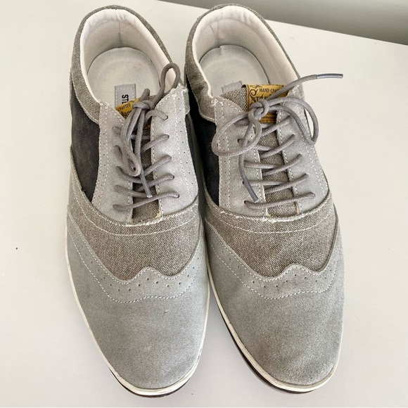 Steve Madden Men’s Gray Black Suede Oxford Shoes - Picture 2 of 6
